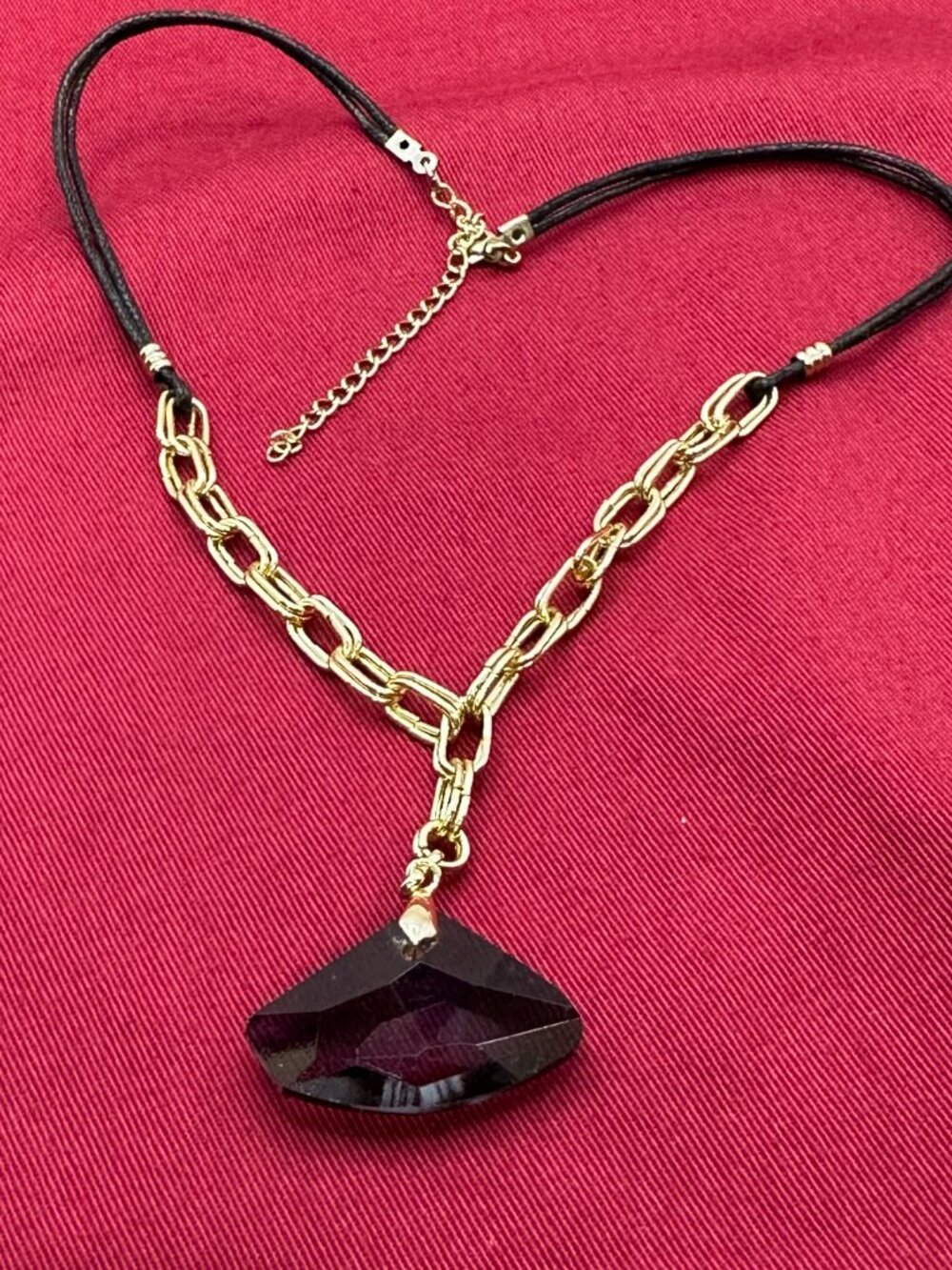 Modernist Smoky Blue Crystal “Y” Necklace